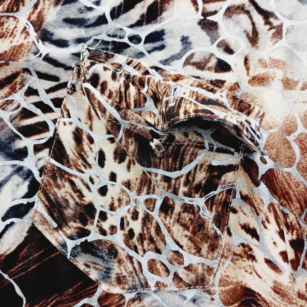 Blouse Leopard Tiger Zebra Glam Mob Wife Y2K Office Siren Heritage Tab Size XL - Picture 12 of 12